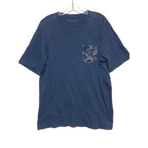 Travis Mathew Blue Pocket Tee Shirt Birds of Paradise Tropical Pima Cotton Men M